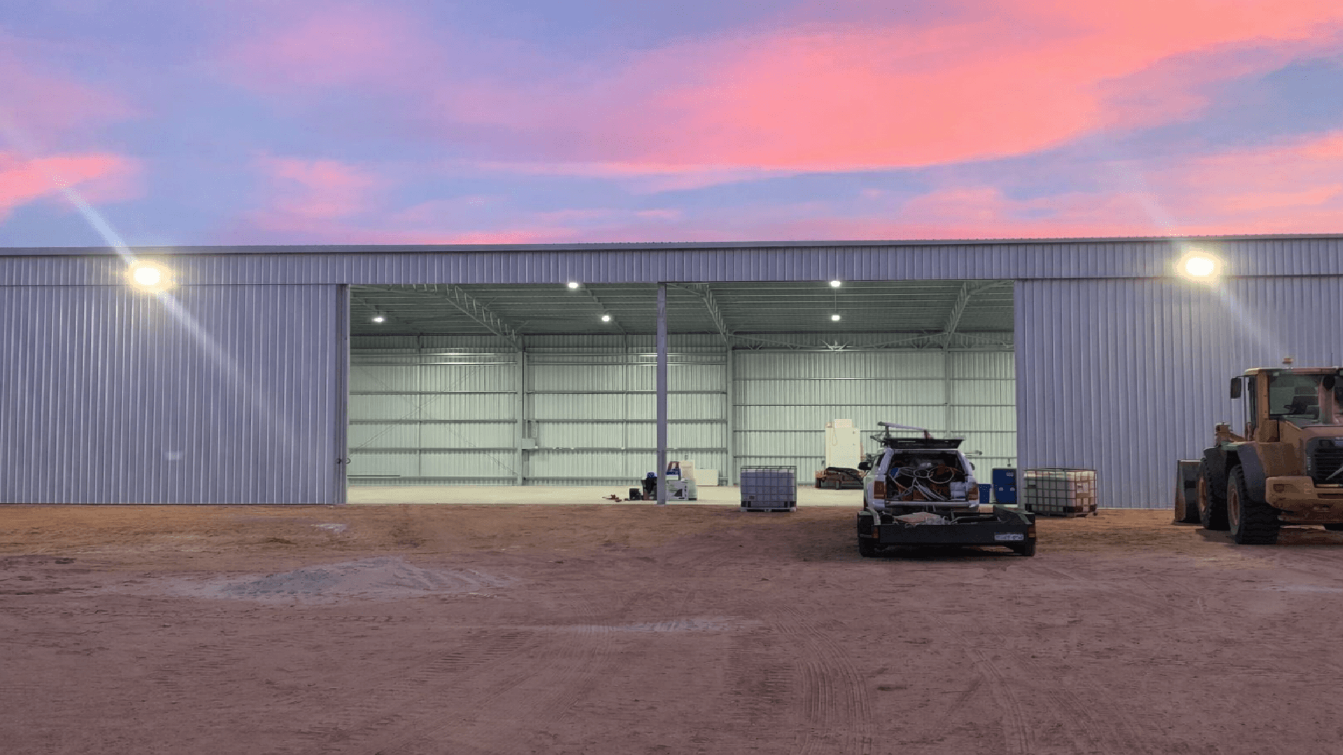 Veranda downlights at night